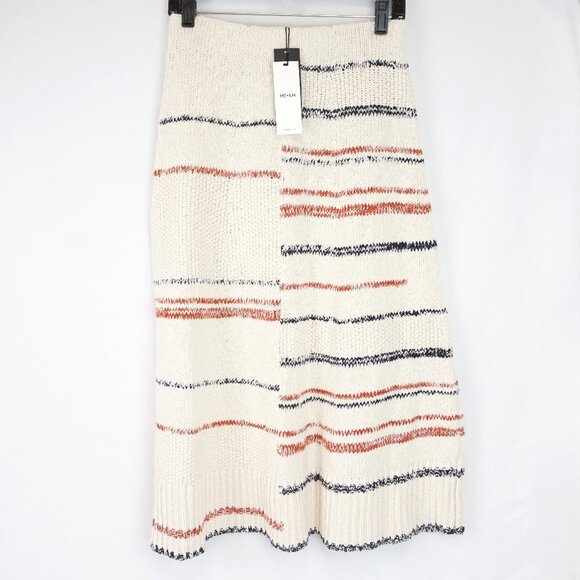 ME+EM Dresses & Skirts - ME+EM Cotton Bouclé Stripe Knit Maxi Skirt in Cream Multi - Size S - NWT